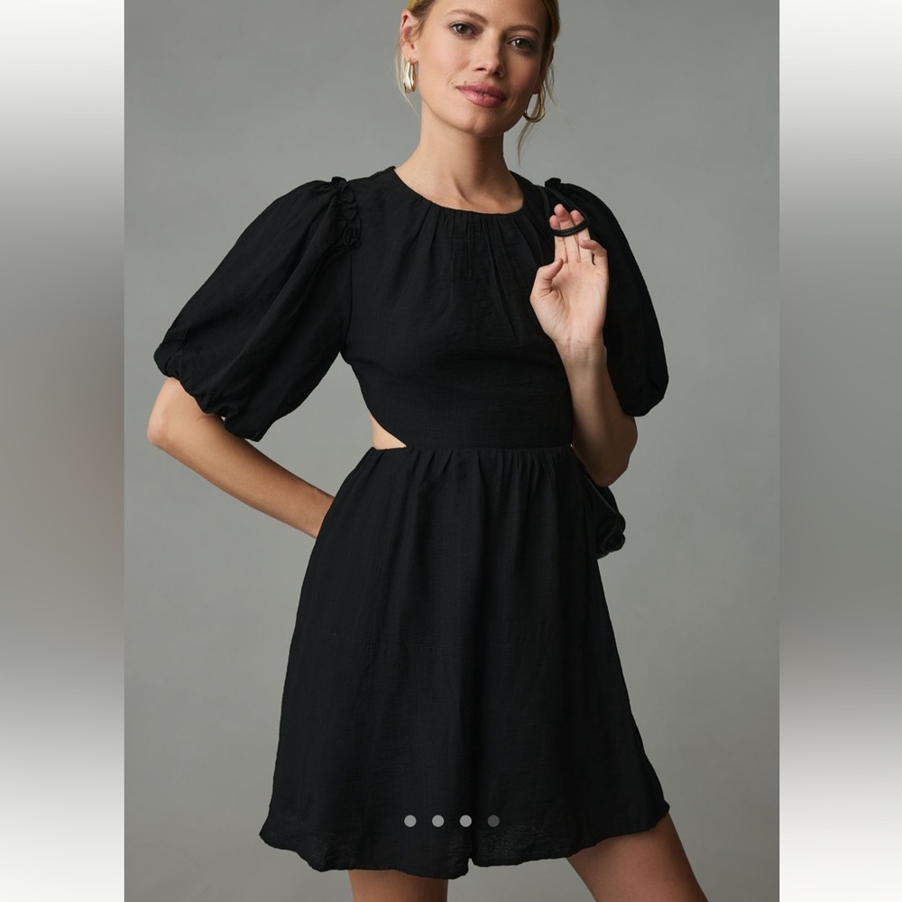 NWT Moon River Anthropologie Open Back Puff Sleeve Dress Size Large